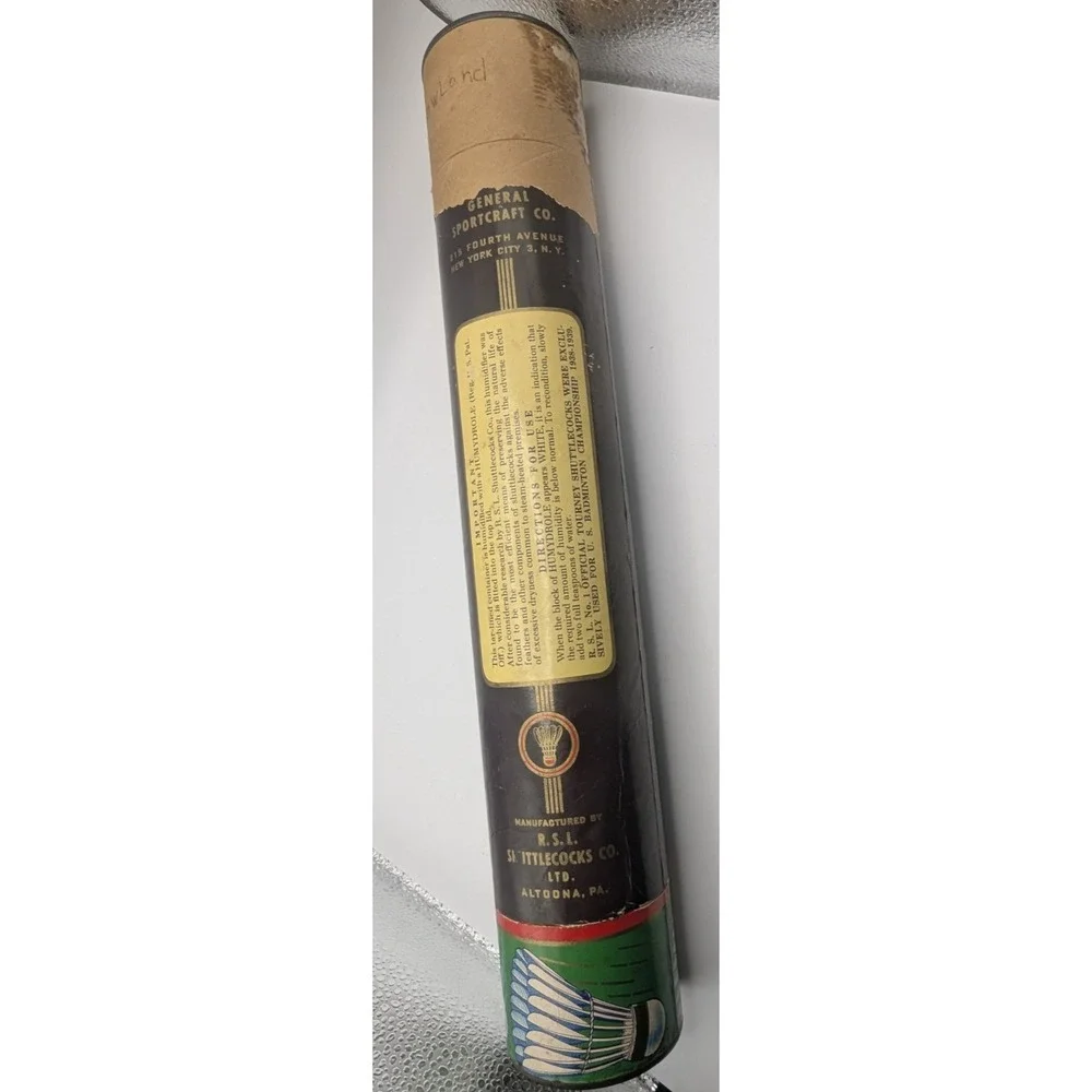 R S L TOURNEY Badminton Shuttlecocks Tube Feather White Green 10pc Vintage READ